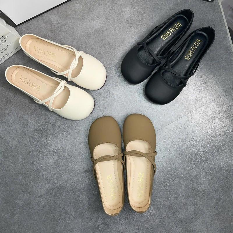 Giày búp bê Nữ quai xoắn da mềm đế cao su dẻo B06