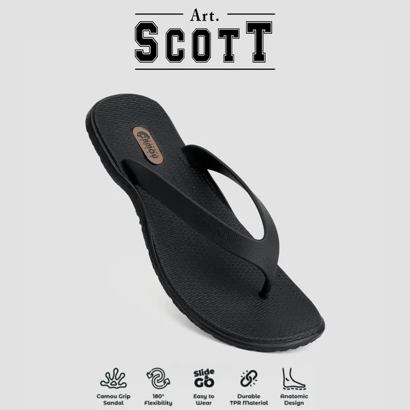 Sandal Jepit Flip Flop Pria Anti Slip Full Karet Rubber Scott Shadow 0