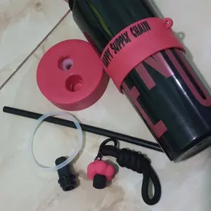 Botol Minum Plastik Happy Supply Chain 900 ML Stylish Serbaguna Free Gantungan