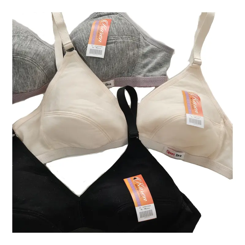 20RIBU Dapat 3PCS Sportbra Wanita Bh Bra Sport Remaja Tanpa Busa Katun Polos Ukuran 34-38 kait 2 3