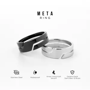 PROJECT NINETYSEVEN - META Ring - Cincin Pria Wanita Anti Karat Stainless Jewellery, Mewah, Elegan, Korean Style (BELI 3 GRATIS 1)