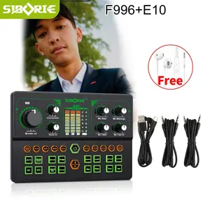 Siborie【ayahekenzo0709 】F996 Sound Card Kualitas Tinggi+E10 headset, Bluetooth & Plug and Play, Cocok Live TikTok  & Rekaman Suara