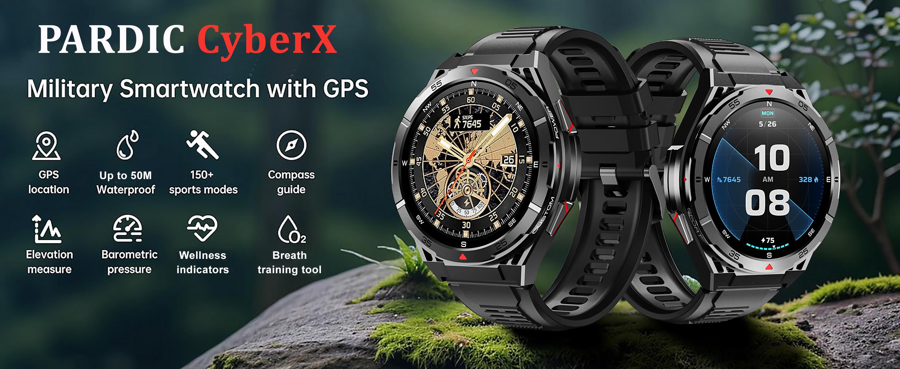 TIMEVER TR2 | 5ATM  GPS Track Map | AOD jam tangan pintar | Pressure/Altitude/Compass Military Smartwatch smart watch Strava