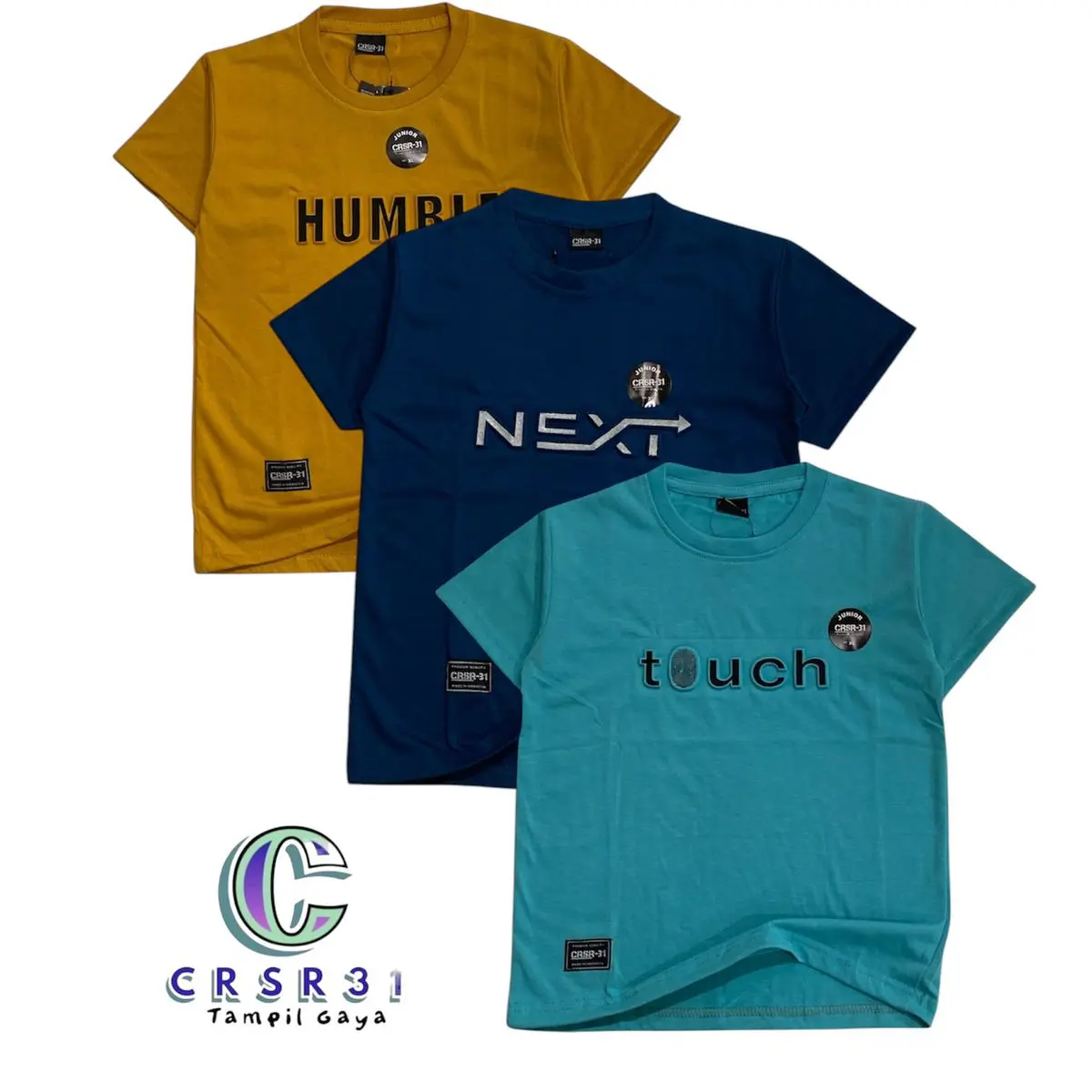 CRSR31 Paket 4pcs Kaos Oblong pria wanita EMBOSS Semi Katun 24s Tebal Motif Polos Pendek - Paket 4 Warna Berbeda Distro Pria Dewasa Variasi Baju Keren Keren Cowok semi Combed Nyaman