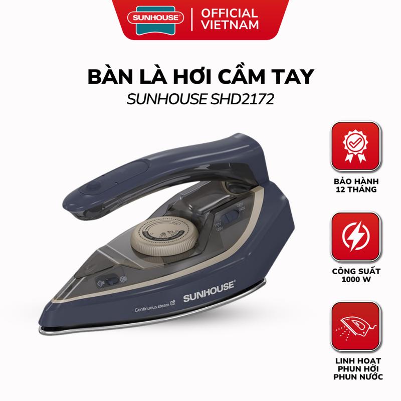 Bàn Là Hơi Cầm Tay SUNHOUSE SHD2172 - Tùy Chỉnh Điện Áp 110V - 220V Tiện Lợi, Bảo Hành 12 Tháng