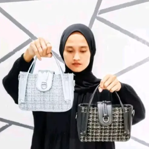 (BELI LOKAL) TAS SLEMPANG WANITA AKSARA MAURA/TOP HANDLE BAG WANITA  TERBARU BAHAN KANVAS MOTIF