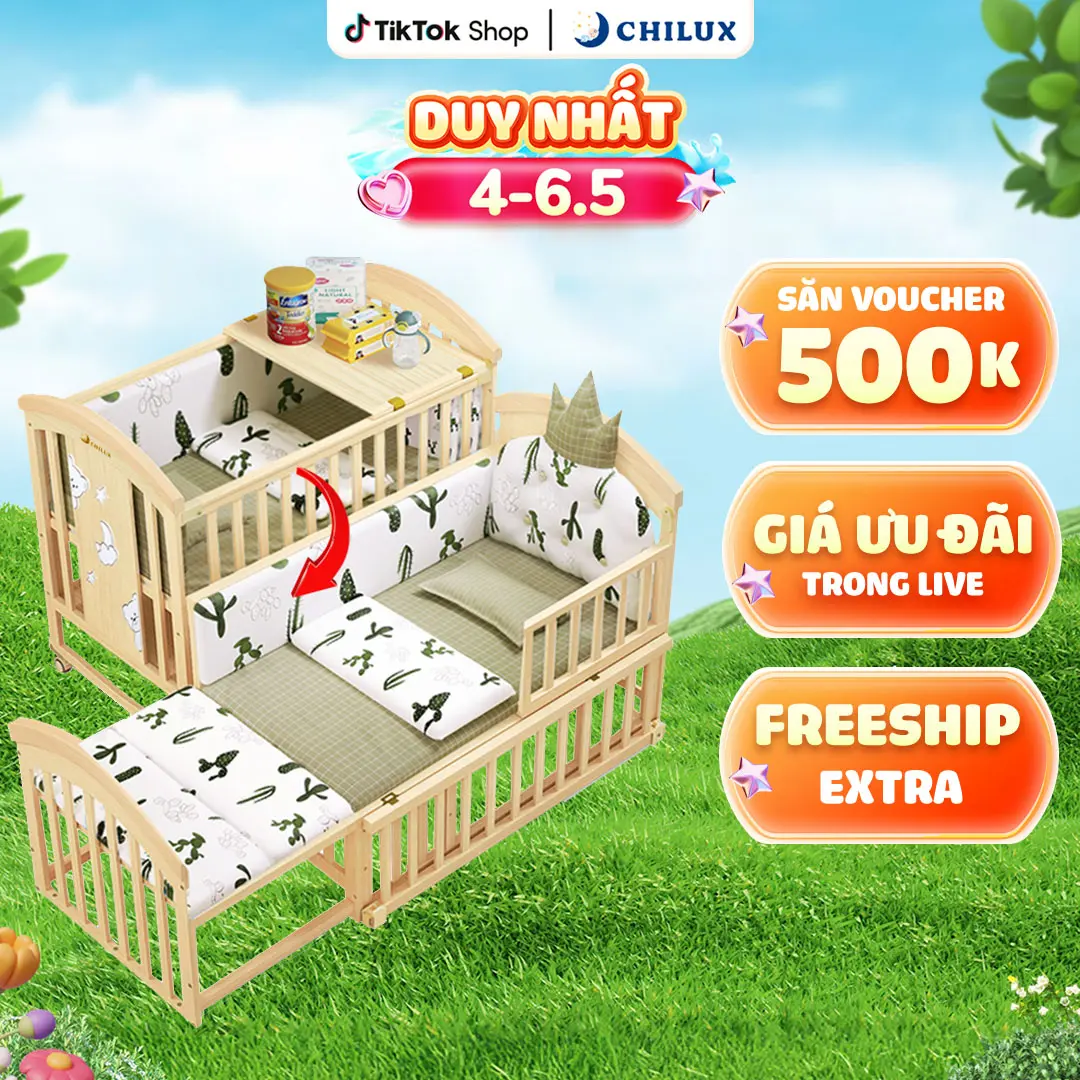 Nôi cũi gỗ cho bé Chilux Peace Natural - Đa năng 6 chế độ tiện lợi cho mẹ và bé