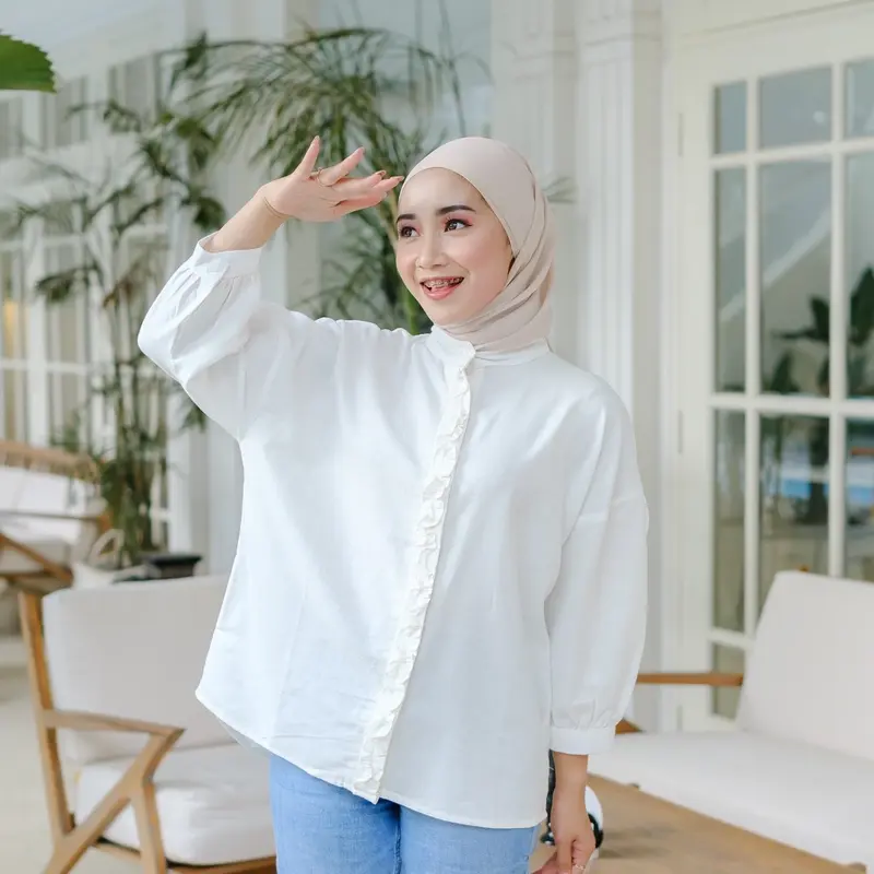 Zuribasic Nuna Blouse korean Style Bahan Katun Lenin 1
