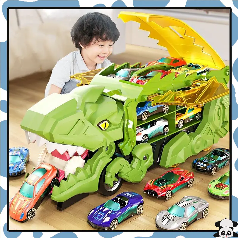 Deformed Dinosaur Track Truck Mobil Mainan Anak Dinosaurus Mobil Truk Dino Deformasi Toy Cars Plastik Balap