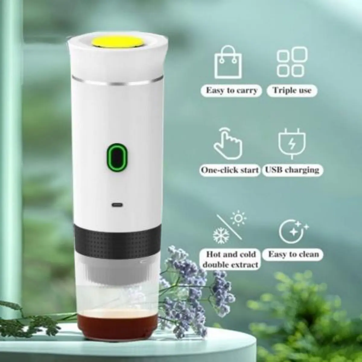 Portable Electric Espresso Machine – USB-C Self-Heating Travel Coffee Maker for Ground Coffee & Capsules, Ideal for Camping, Hiking, Office & Home, Coffee machine