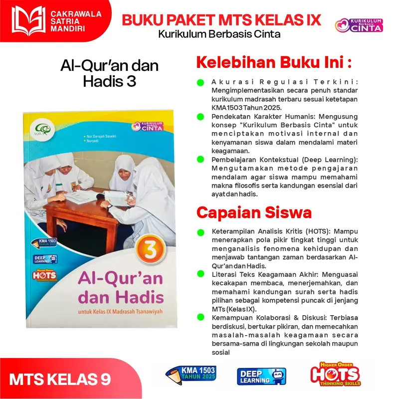 Buku Paket AQILA Kelas 9 MTS | Al-Quran Hadis, Akidah Akhlak, Bahasa ...