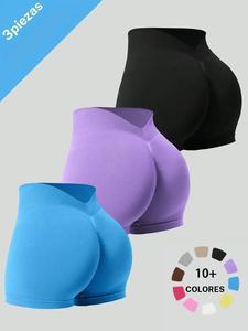 Shorts de gimnasia sin costuras de cintura en V para mujer, Shorts de gimnasia ajustados de cintura alta cómodos y transpirables, Ropa deportiva para damas para uso interior y exterior