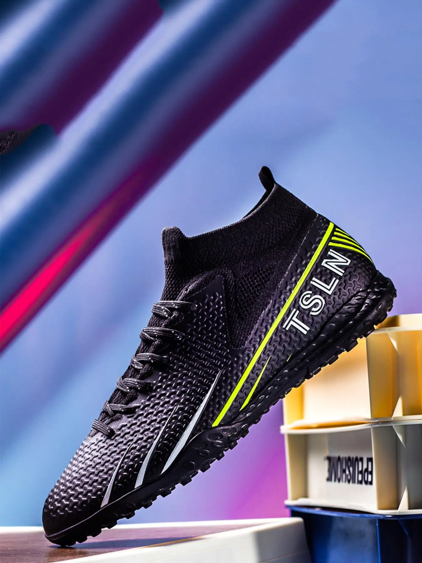 Unisex's High Top Football Shoes, Sporty Breathable Comfortable Football Shoes, Football Cleats for Training & Competition on Artificial Turf with TF Studs