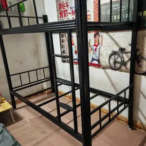 【TETE-LIVE】 Ranjang Susun Besi Tempat Tidur Bertingkat 2 Susun Untuk Semua Umur Anak Remaja Dewasa Model Minimalis Ranjang Besi Tingkat Untuk Kos Kosan Asrama Sekolah Rumah Tinggal Apartemen Kamar Kecil Dengan Tangga dan Pagar Pengaman