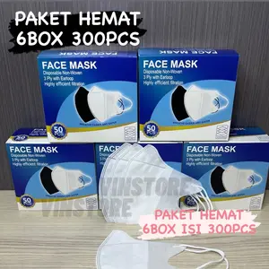 PAKET HEMAT 6BOX MASKER DUCKBILL FACEMASK 3PLY ISI 300PCS GROSIR