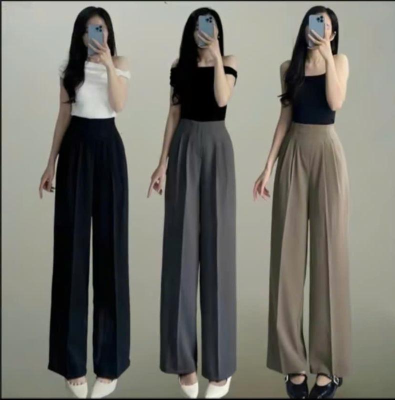 Quần lưng liền dáng suông xếp ly chất Gold Nhật dày dặn rũ mềm có túi 2 bên siêu hách dáng che bụng dưới Mã 369