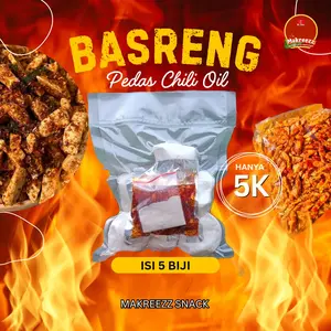 Basreng Chili Oil Pedas Kering 5 Biji - Makanan Spicy Snack - Cemilan, Keripik