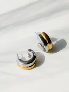 JADE | ANTING DOUBLE HOOP TWO TONE GOLD STEEL