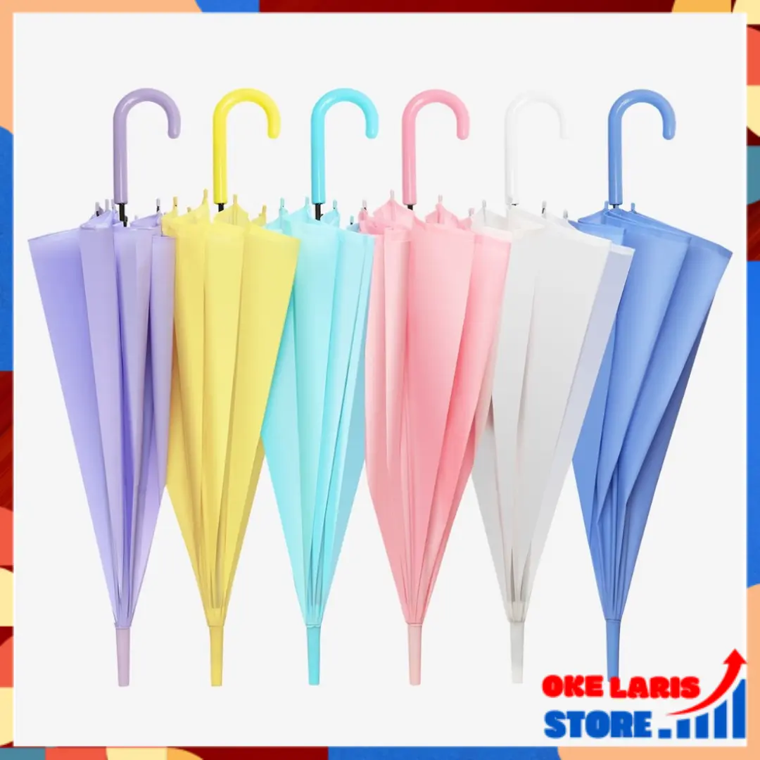OLS (COD) Payung Transparan Style Korea Jepang Polos Warna Warni Payung Lipat Bening Payung Rainbow Cantik Umbrella Fashionable