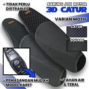 Sarung Cover Jok Motor Instan Waterproof Motif Catur 3D Kulit Synthetic Leather Bozman Premium