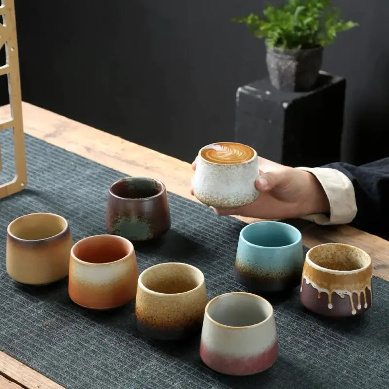 GELAS KERAMIK VINTAGE JAPANESE STYLE COFFEE TEA CUP 200ML - FB014 | CANGKIR TEH KERAMIK CUP 6