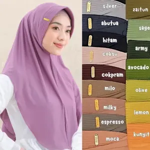 Bergo Hamida Size L ( Label Akrilik ) By Dailly Hijab Instan Premium Cantik Lembut Nyaman Pad Tebal Kerudung Khimar Syari Muslim Diamond Layer Crepe Wanita