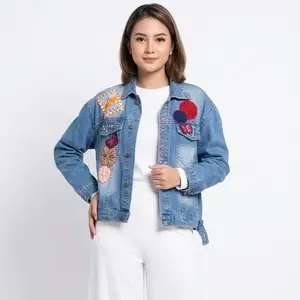 Jaket Denim Wanita Mix Aplikasi Perca