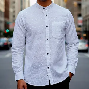 Asb-Baju Koko Putih Busana Muslim Pria Dewasa Kemko Brokat Shoba Full Bordir Lengan Panjang Slim Kemeja Putih Premium Quality Atasan Terbaru Cowok Katun