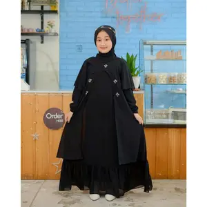 Yerinda Dress - Ceruty Babydol Polos untuk Anak Tanggung Umur 10-13 Tahun Size M & L Lebaran Remaja Muslim