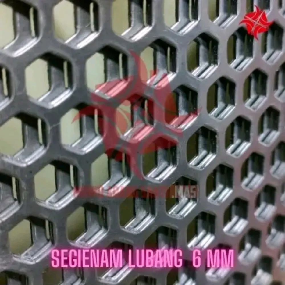 120X240 Cm Ram gril / Plat besi lubang motif segienam 6 mm , segienam 3 mm , segienam 10 mm tebal 0,8