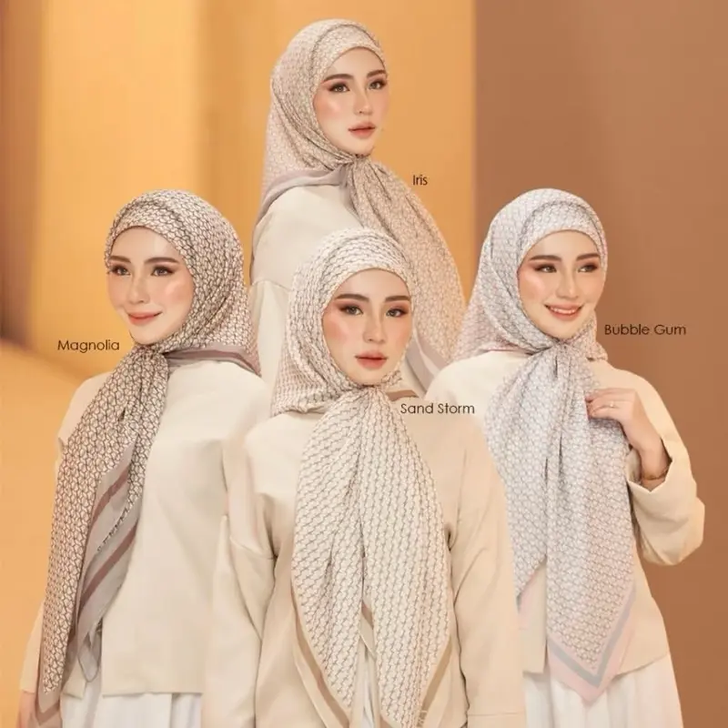 Hijab Kerudung Jumbo Syar'i 130X130 Voal Motif Segi Empat Scraft Premium / jilbab Motip Lasercut Sublime Deara Series Printing Mewah Square Muslim