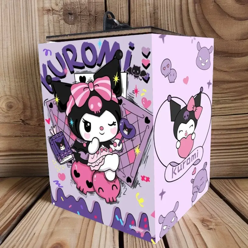 Celengan kotak kayu dengan kunci ukuran 15x15x20 celengan  kunci gembok karakter kuromi lucu