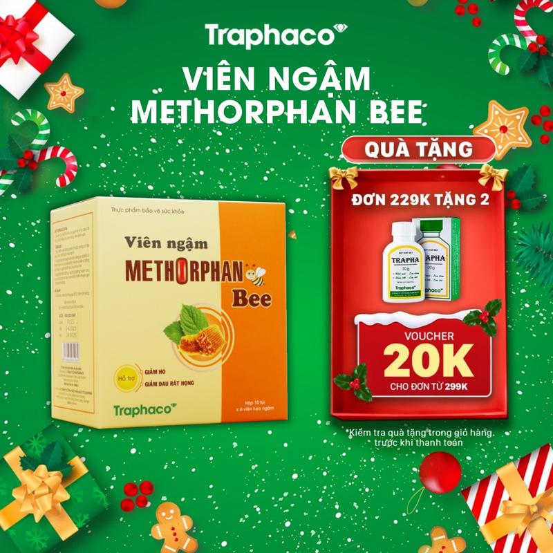  TPBVSK Viên Ngậm Methorphan Bee Traphaco - Hỗ Trợ Giảm Ho Giảm Đau Rát Họng Khản Tiếng Mất Tiếng 