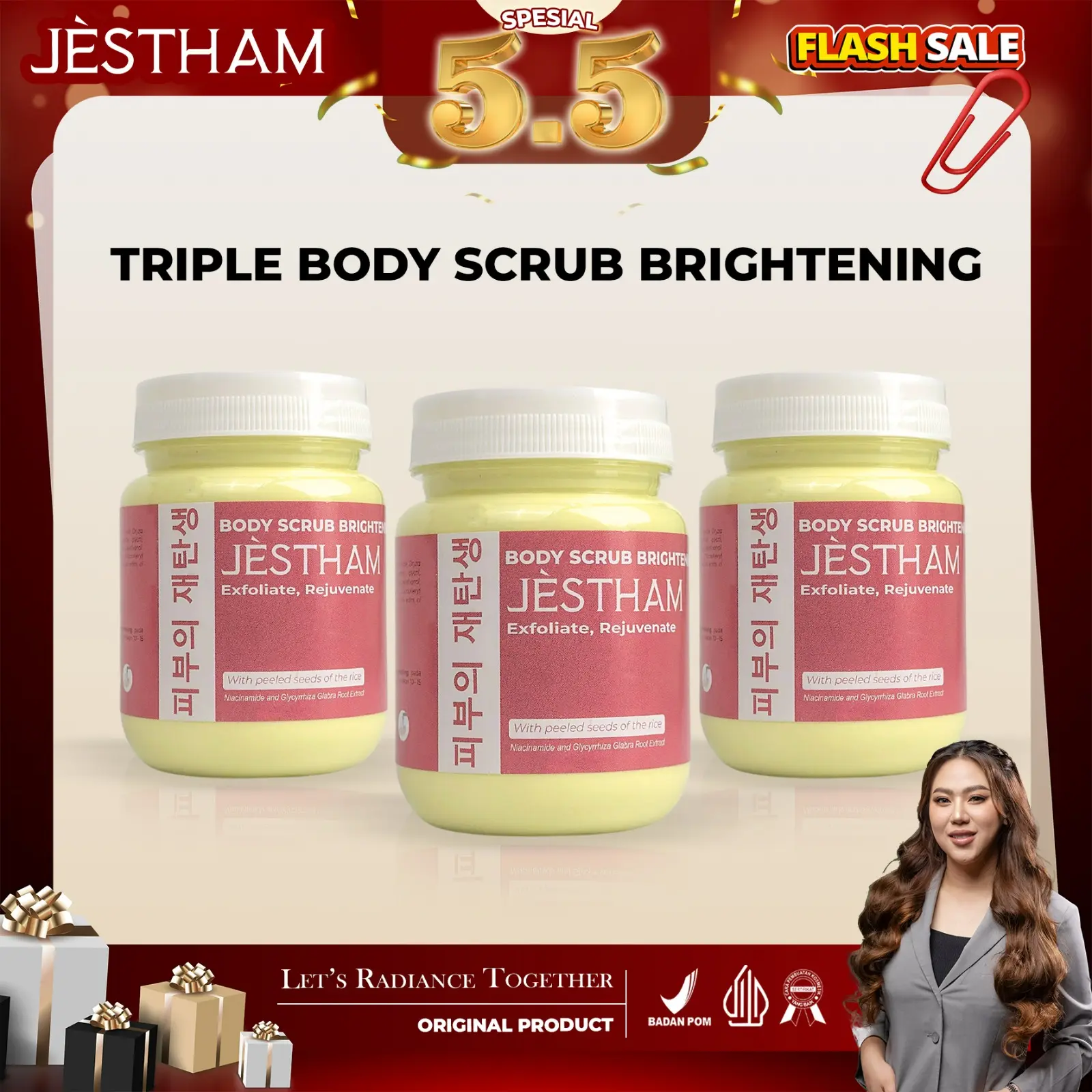 Jestham Triple Body Scrub Brightening (New)