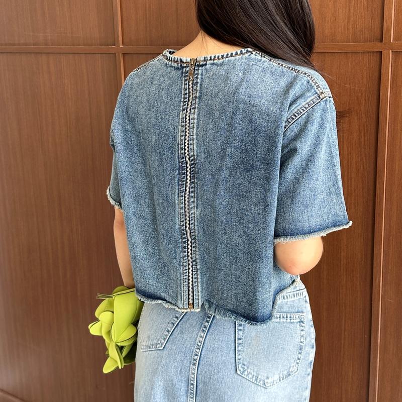 CLARYN  - Noeir Top - 2 Ways Jeans Top 4
