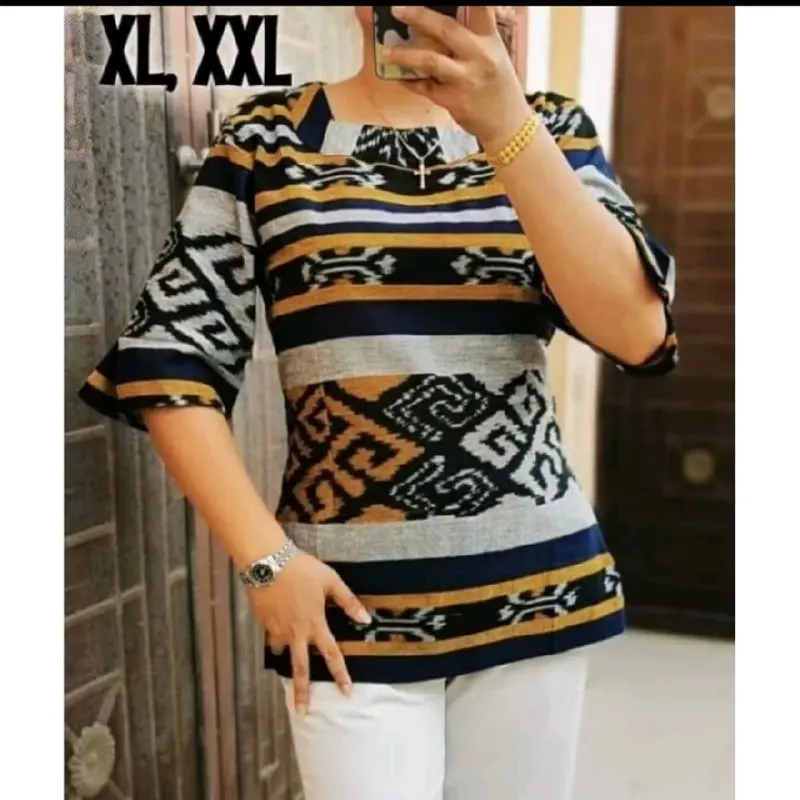 BLUS TENUN ETNIK MOTIF PREMIUM SALUR Atasan Baju Wanita 6
