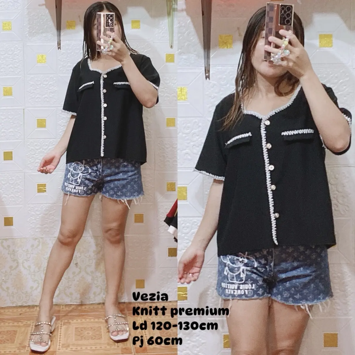 Jaddmei”Vezia oversize/baju jumbo/busui frendly/baju knitt premium Casual Kancing