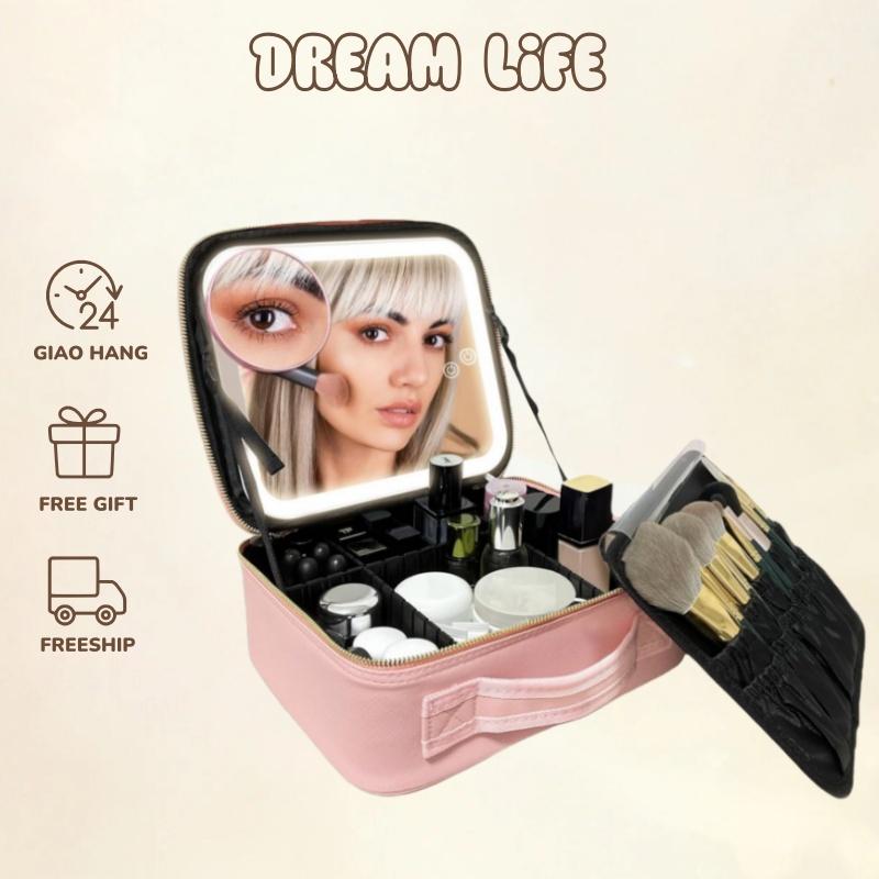 Cốp Đựng Đồ Makeup xách tay Có Gương Và Đèn LED cá nhân Túi mỹ phẩm du lịch cốp makeup 