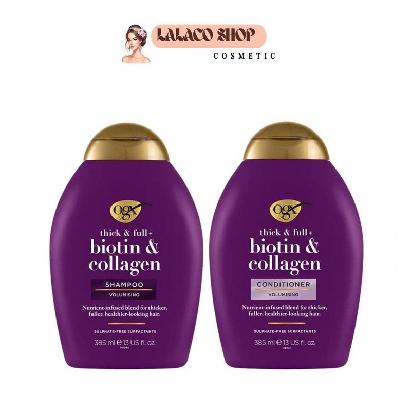 Dầu Gội Xả OGX Thick & Full Biotin & Collagen shampoo làm dày tóc 385ML