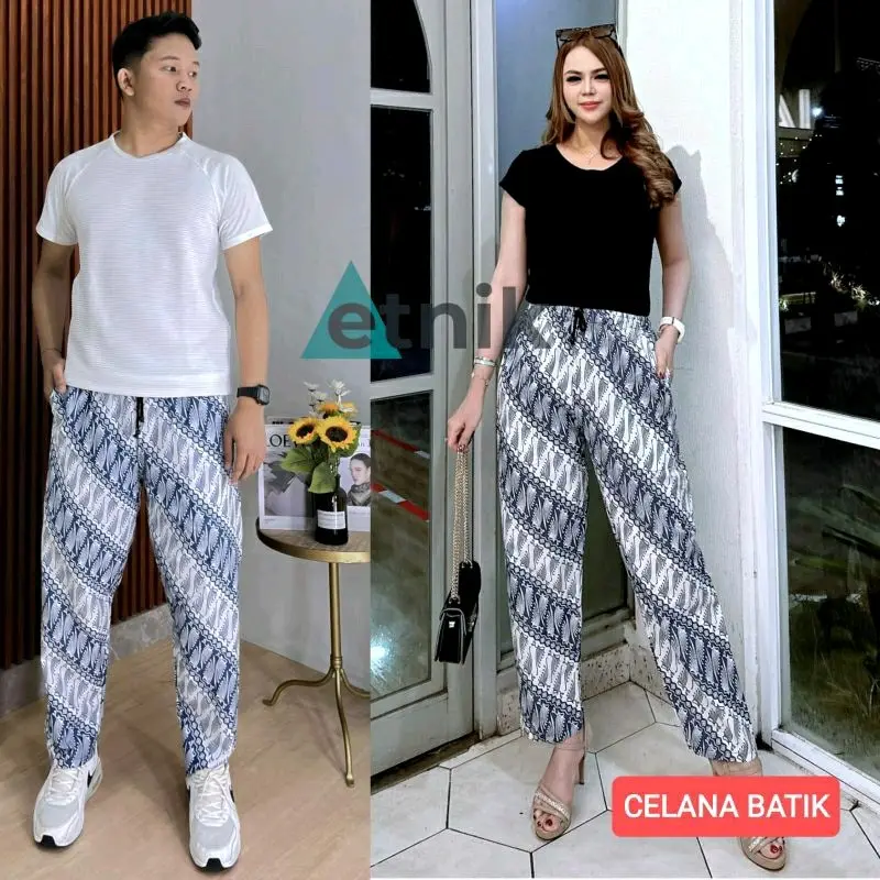 Celana Batik - Celana Boim Bahan Katun Adem - Celana Unisex - Celana santai Harian Motif serong 1