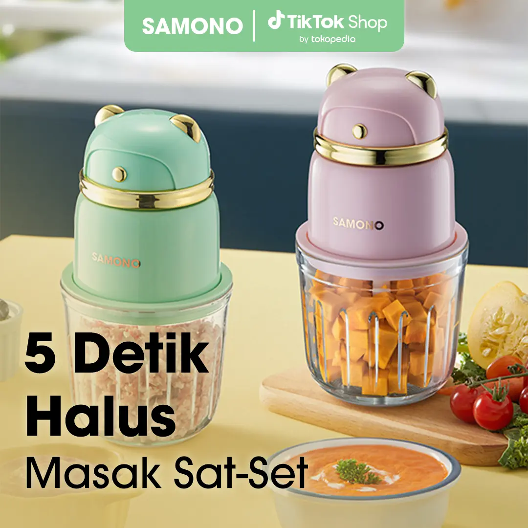 (LIVE BEST SELLER)- Samono Chopper 600ml Mpasi, Daging, Bumbu [SW-MC600] Pisau Portable Stainless Penggiling