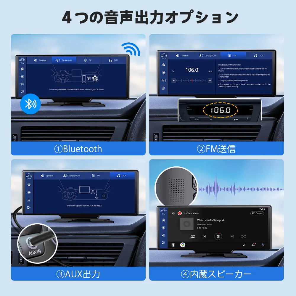 Herilary 10.26インチHDタッチスクリーン ワイヤレスCarPlay/Android