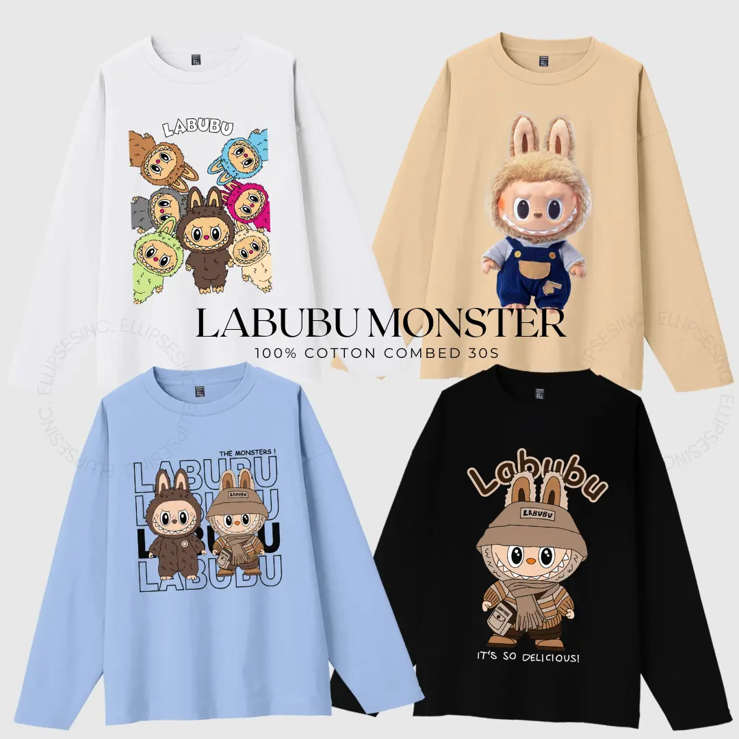 ELLIPSESINC Kaos Lengan Panjang Labubu Monster Collection