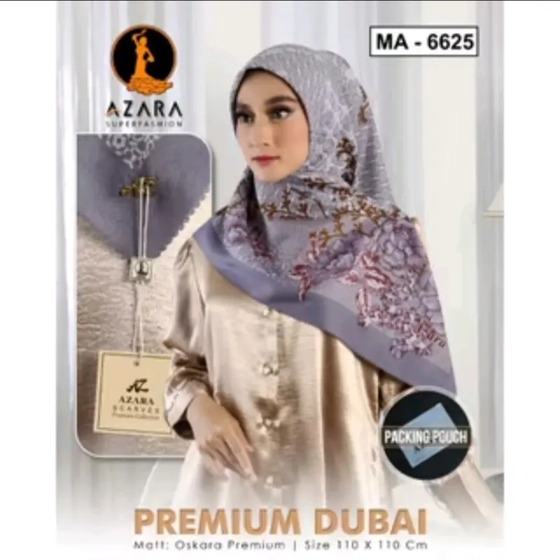 Alka - ( 7 hijab ) AZARA POUCH SEGIEMPAT MOTIF // BISA REQUEST WARNA // BAHAN VOAL DUBAI ( LOGO BESI AZ + HANGTAG ) 3