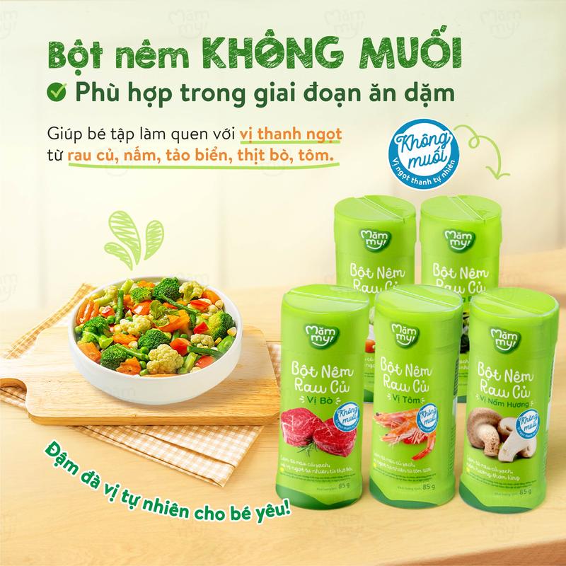 Bột Nêm Rau Củ Cho Bé MĂMMY Vị (Tôm, Nấm Hương, Bò, Rong Biển, Nguyên Vị) Gia Vị Tự Nhiên Không Muối Giúp Bé Từ 1 Tuổi Ăn Ngon Miệng, Hũ 85gr