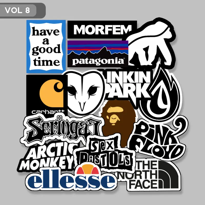 STIKER BRAND, CASUAL FOOTBAL, BAND MUSIC, STICKER BRAND LUAR, STIKER AESTHETIC, HELM, LAPTOP, TUMBLER, CASE HP VOL 8 0