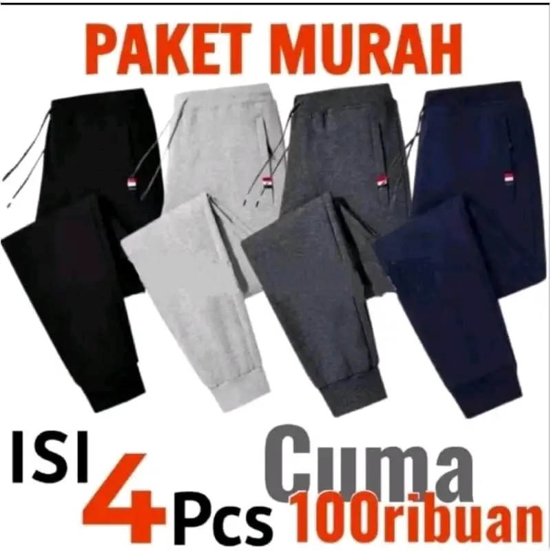 PAKET BUNDLE HEMAT CELANA JOGER PRIA BAHAN BABYTERRY 100 RB DPT 4 PCS KUALITAS PREMIUM DISTRO