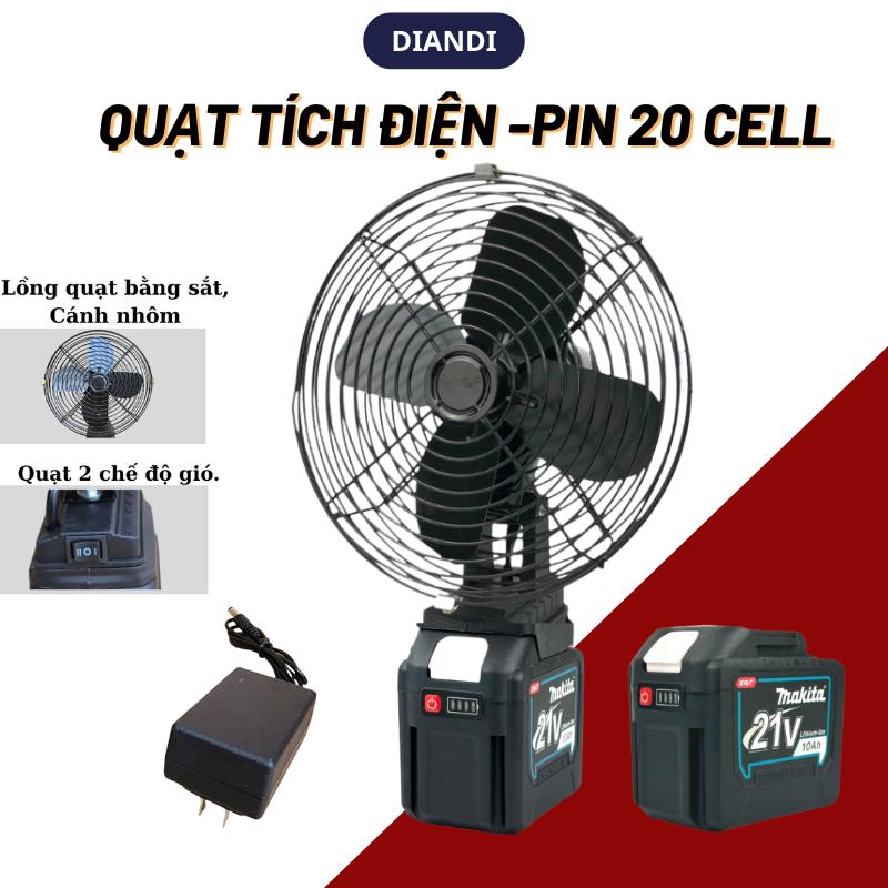 Quạt Tích Điện Pin Makita 20 Cell Chuẩn 2 Chế Độ Gió Siêu Mát lông sắt cánh sắt + củ sạc nhanh mã 02