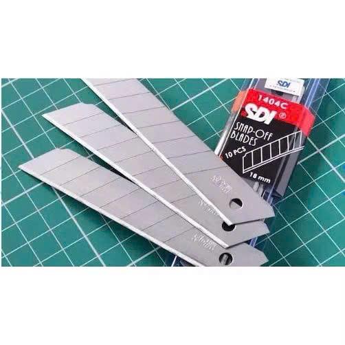 Vỉ 10 lưỡi dao rọc giấy lớn SDI 18mm,Lưỡi dao rọc giấy SDI 1404 đồ cắt trổ giấy bản rộng