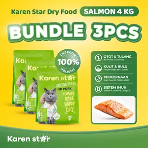 Karen Star Makanan Kucing Holistic BUNDLE 3 (4kg) Rasa Salmon Cat Food 4000gr Premium Kering